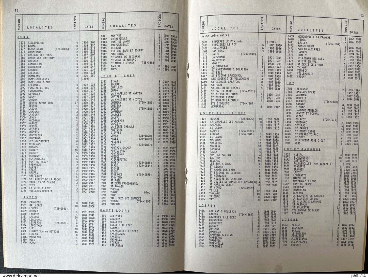 CATALOGUE DES CACHETS FACTEURS BOITIERS TYPE 1884 POTHION LA POSTE AUX LETTRES 1981 - Francia