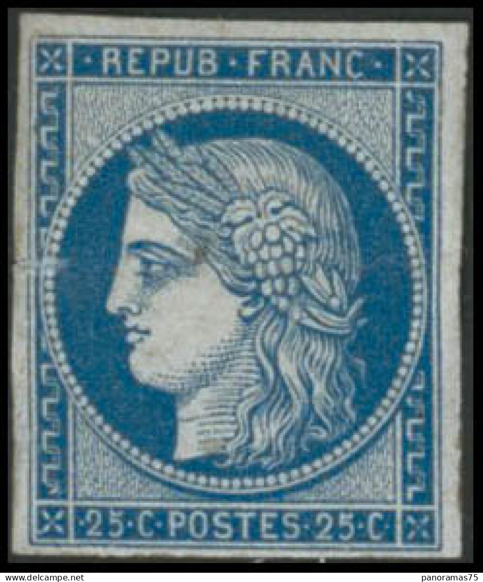 ** N°4d 25cbleu, Réimp, Pli De Gomme Horizontal - B - 1849-1850 Cérès