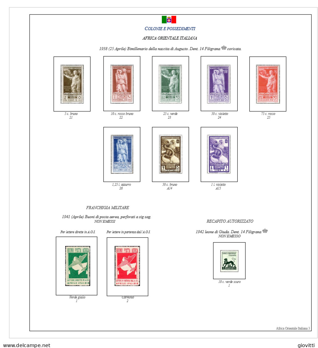 AFRICA ORIENTALE ITALIANA, Fogli Autocostruiti. - Stamp Boxes