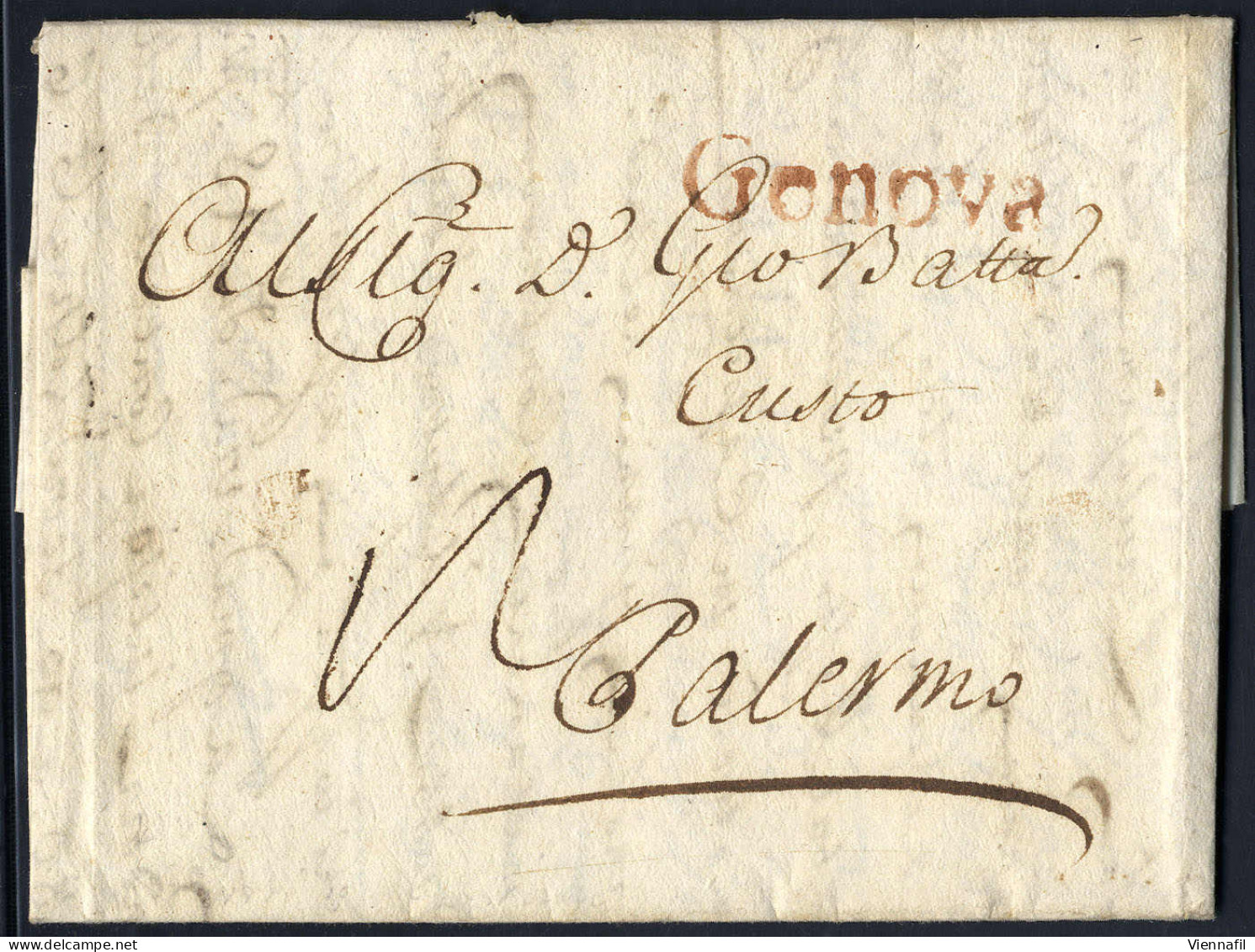 Cover 1779, Ufficio Della Posta Di Napoli In Roma, Bollo "Genova" Rossobruno Inchiostro Acquoso Da Livorno Il 29.3. Per  - Neapel