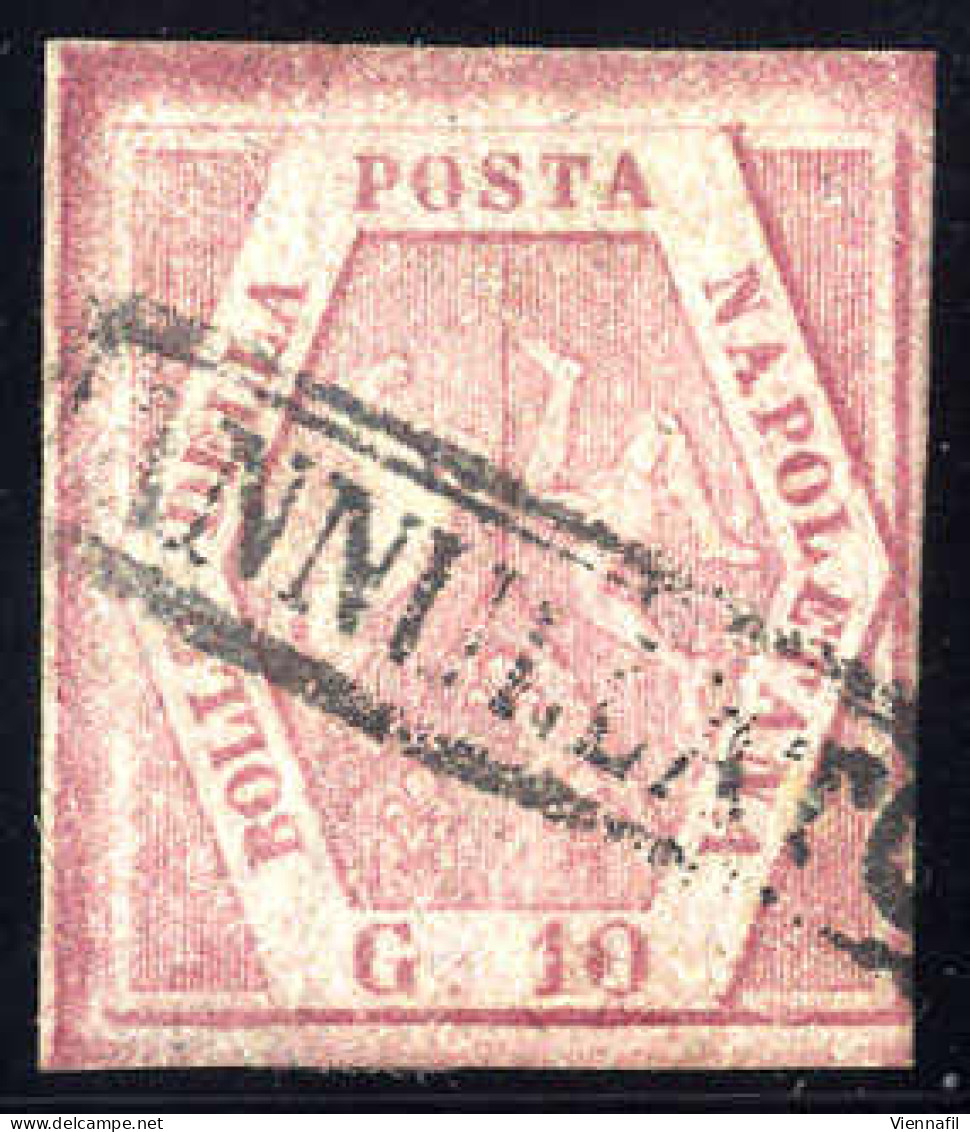 O 1858, 10 Grana Carminio Rosa, Seconda Tavola, Senza Filigrana!, Usato, Ben Marginato, Firmato Em. Diena (Sass. 11h) - Neapel