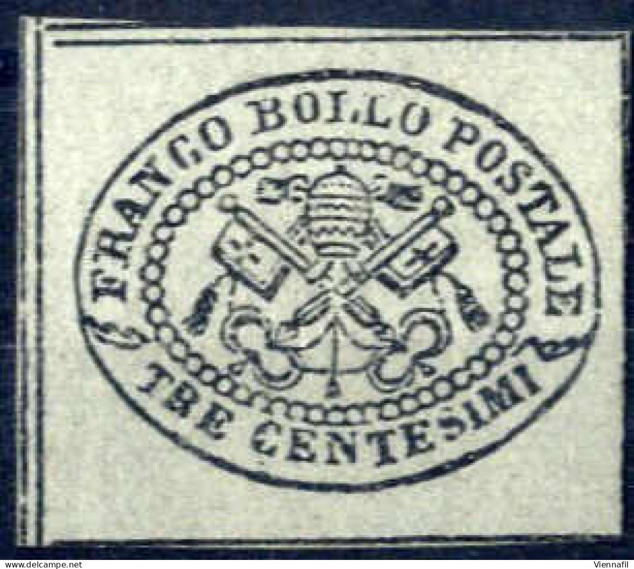* 1867, 3 Cent. Grigio Nuovo Con Traccia Di Linguella, Buoni Margini (Sass. 14, € 3.000). - Kirchenstaaten