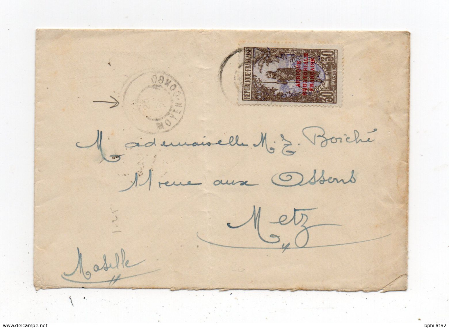 !!! CONGO, LETTRE DE 1926 POUR METZ - Storia Postale