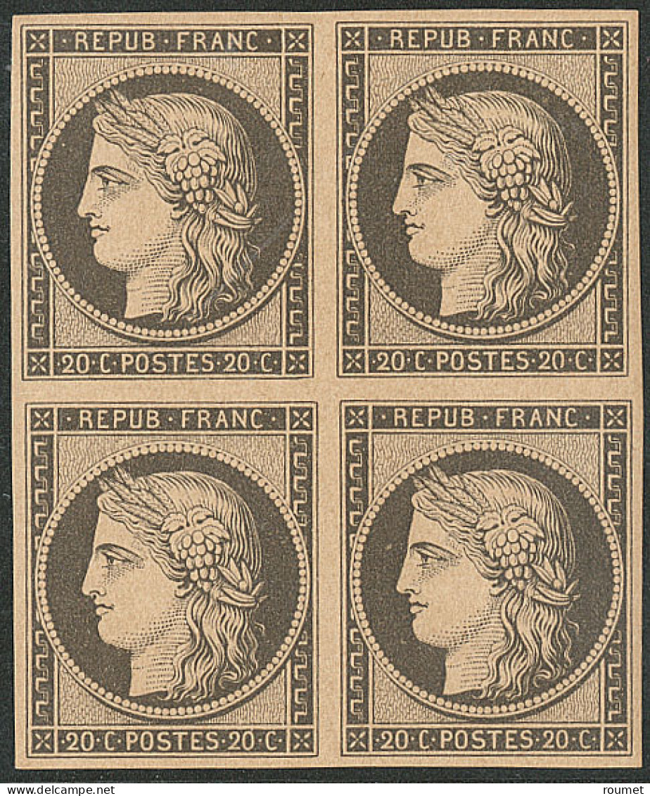 ** Réimpression. No 3f, Bloc De Quatre (deux Ex *), Très Frais. - TB - 1849-1850 Ceres