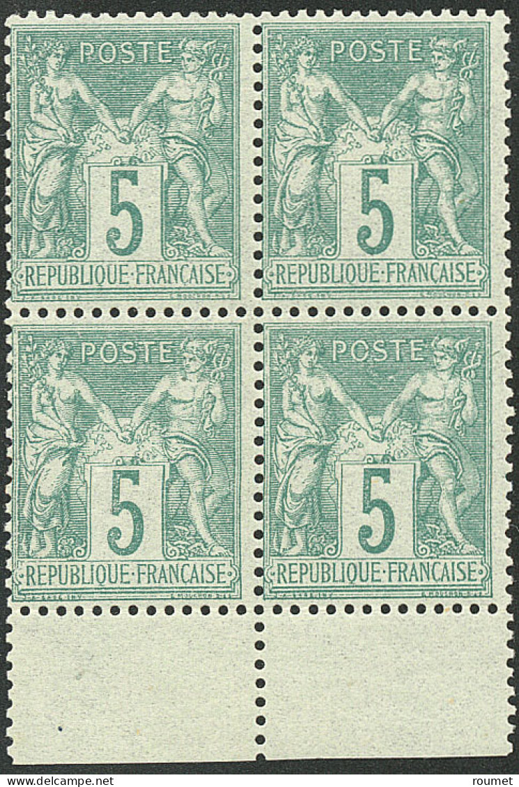 ** No 64, Vert, Bloc De Quatre Bdf, Très Frais. - TB. - R - 1876-1878 Sage (Typ I)