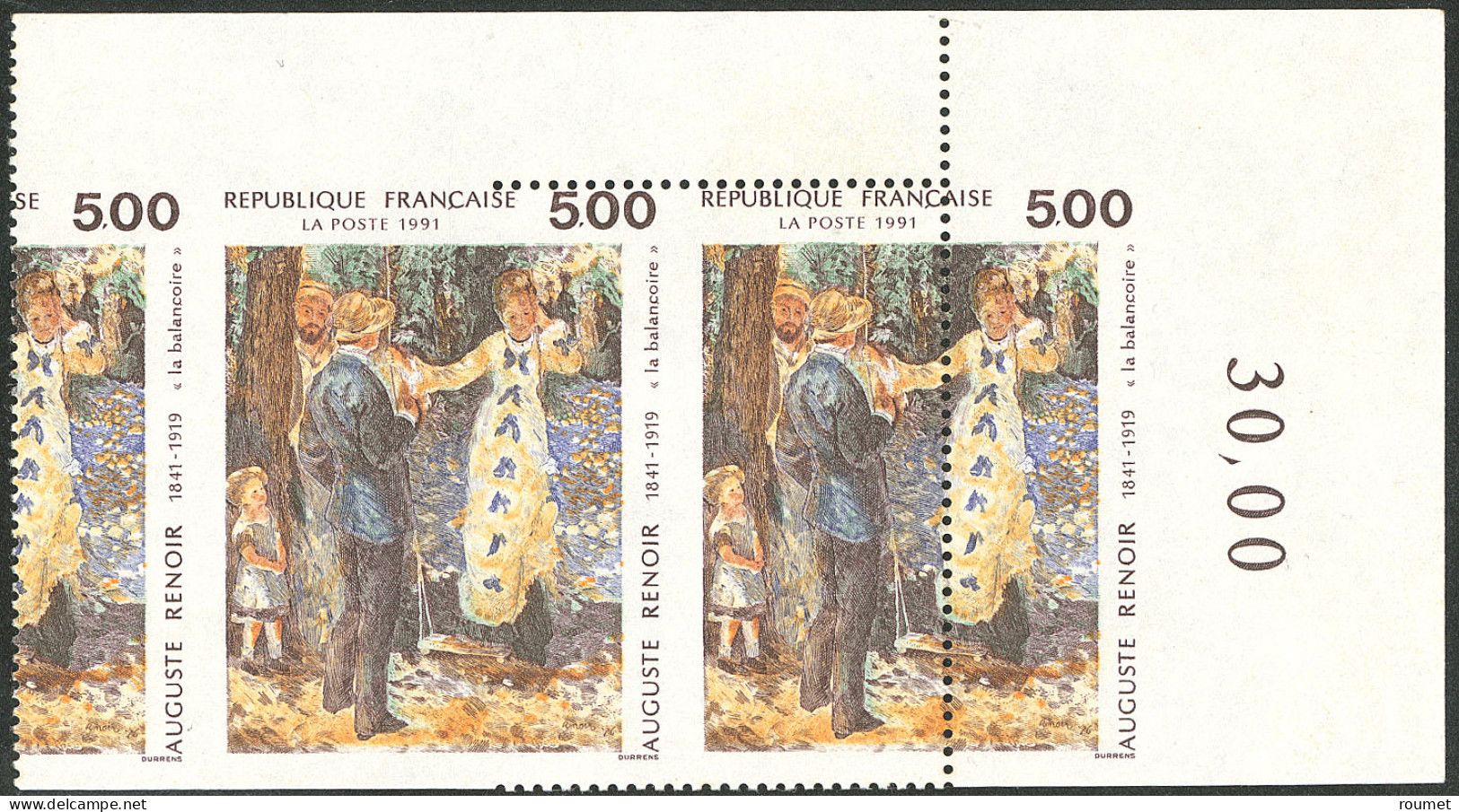 ** Renoir, Non Dentelé Tenant à Dentelé Avec Piquage à Cheval. No 2692, Sur Une Bande De 2 Timbres Et Demi, Cdf, Superbe - Otros & Sin Clasificación