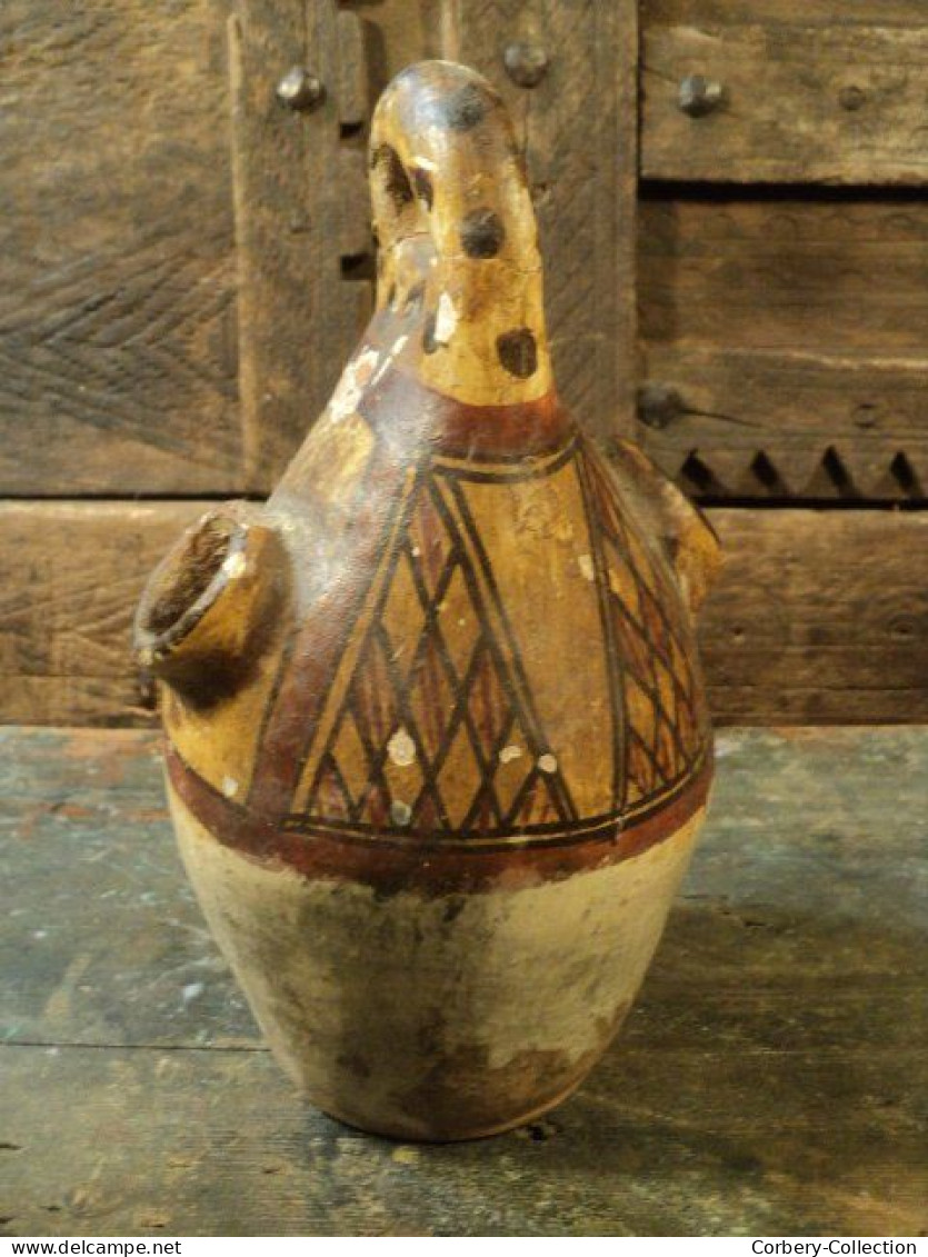 Ancienne Gargoulette Kabyle à Décor Géométrique Berbere Ceramic Pottery / Ref : K07 - Arte Africano