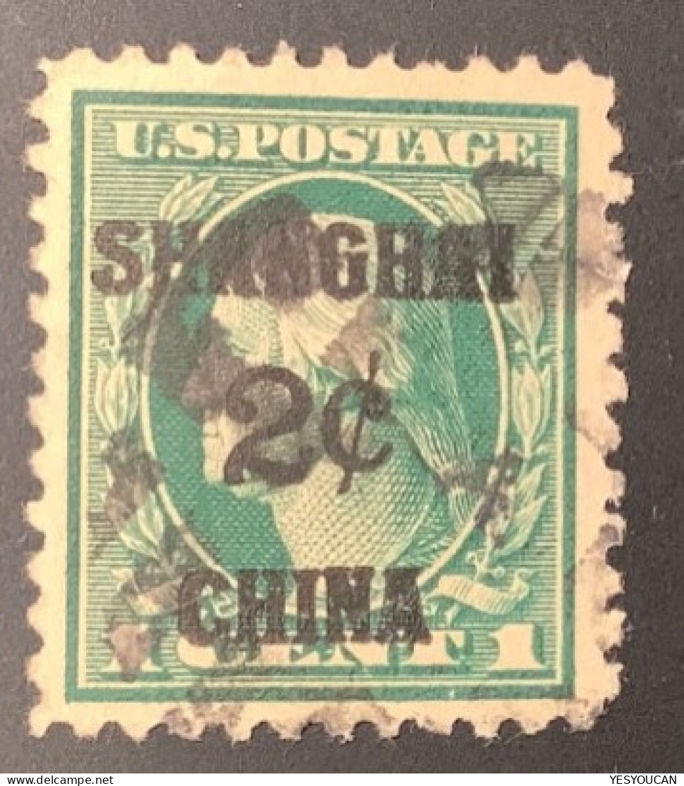 US #K1 XF Used 1919-22  2c On 1c Green U.S Postal Agency In China  (USA Chine Shanghai - Offices In China