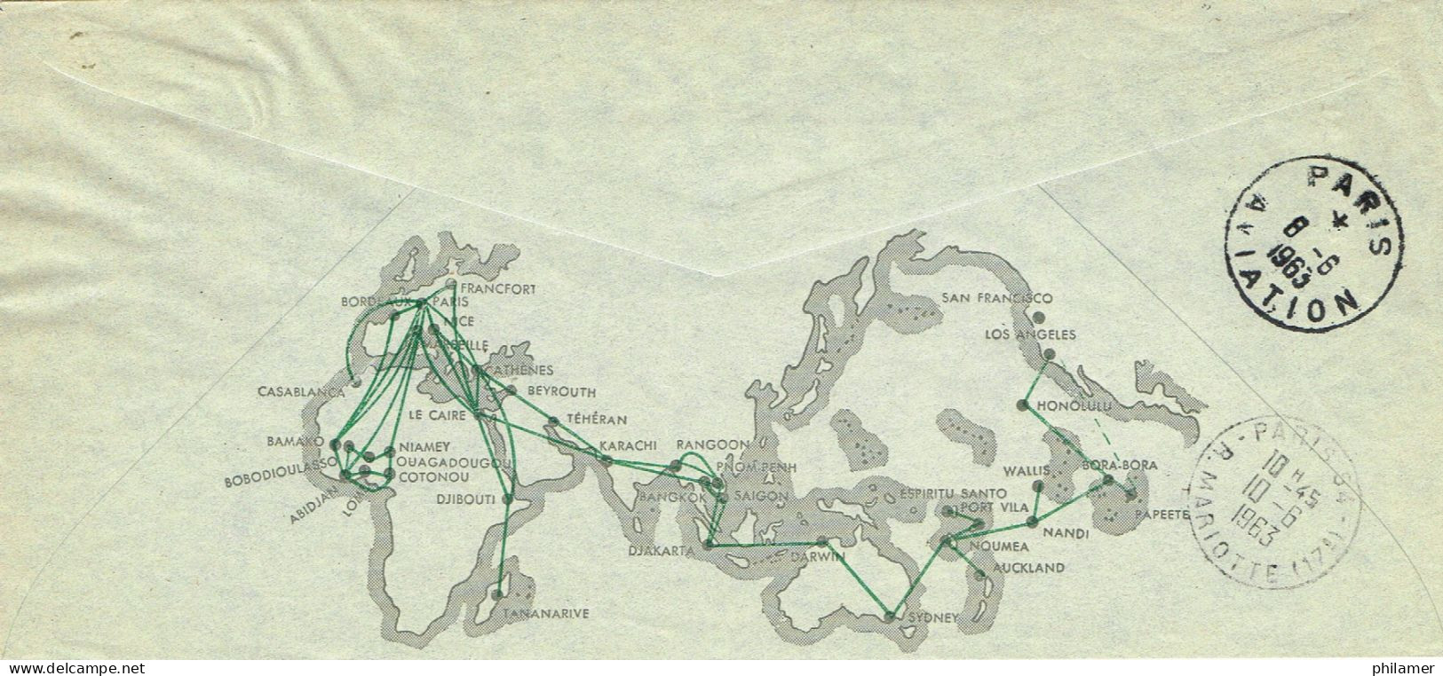 Polynesie Francaise French Polynesia FFC Premier Vol Aerien Air France Tahiti Paris 7/6/63 BE - Covers & Documents