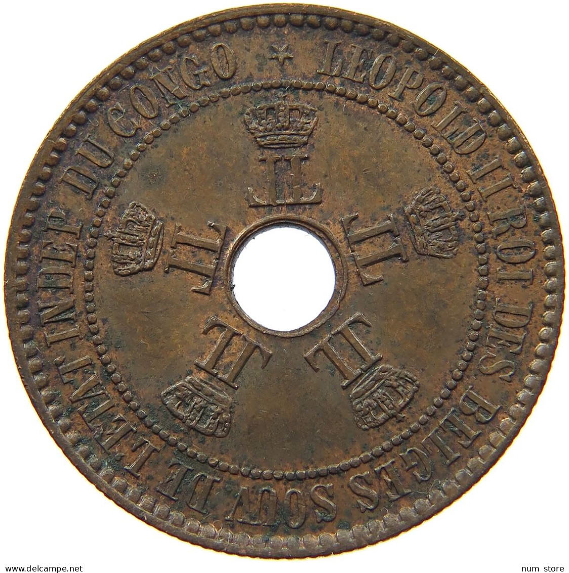 BELGIAN CONGO 5 CENTIMES 1888 LEOPOLD II. 1865-1909 #MA 101960 - 1885-1909: Leopold II