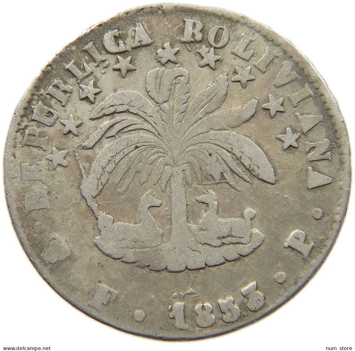 BOLIVIA 4 SOLES 1853  #MA 020981 - Bolivie