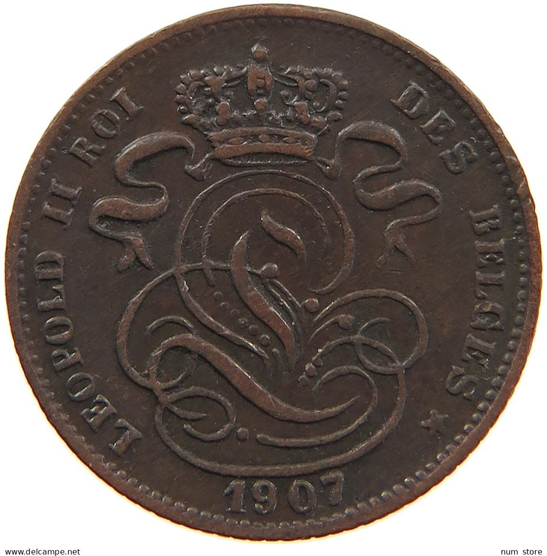 BELGIUM CENTIME 1907 LEOPOLD II. 1865-1909 #MA 100694 - 1 Centime