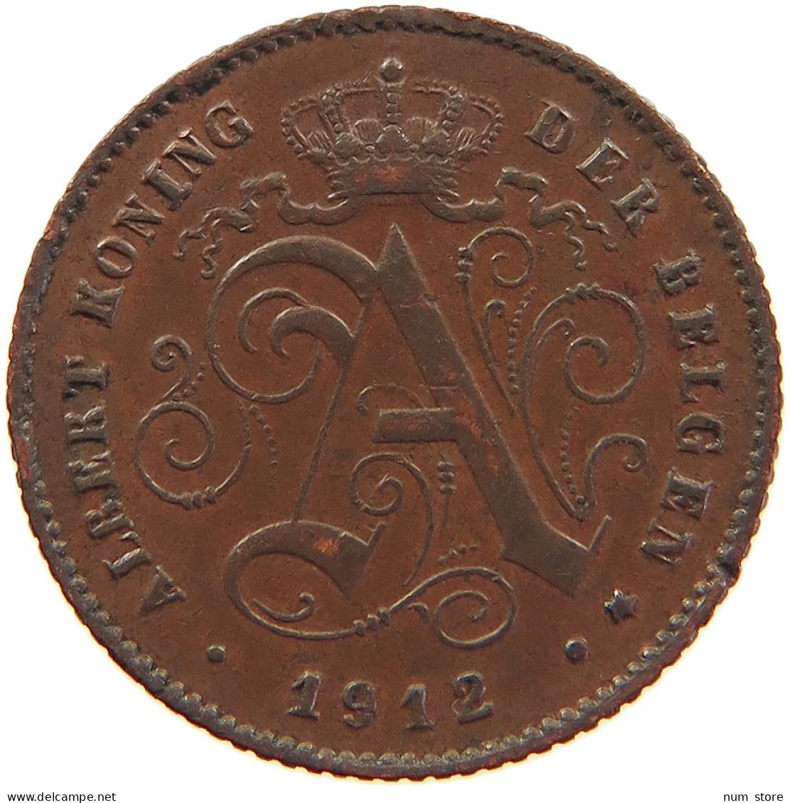 BELGIUM CENTIME 1912 ALBERT I. 1909-1934 #MA 100691 - 1 Centime