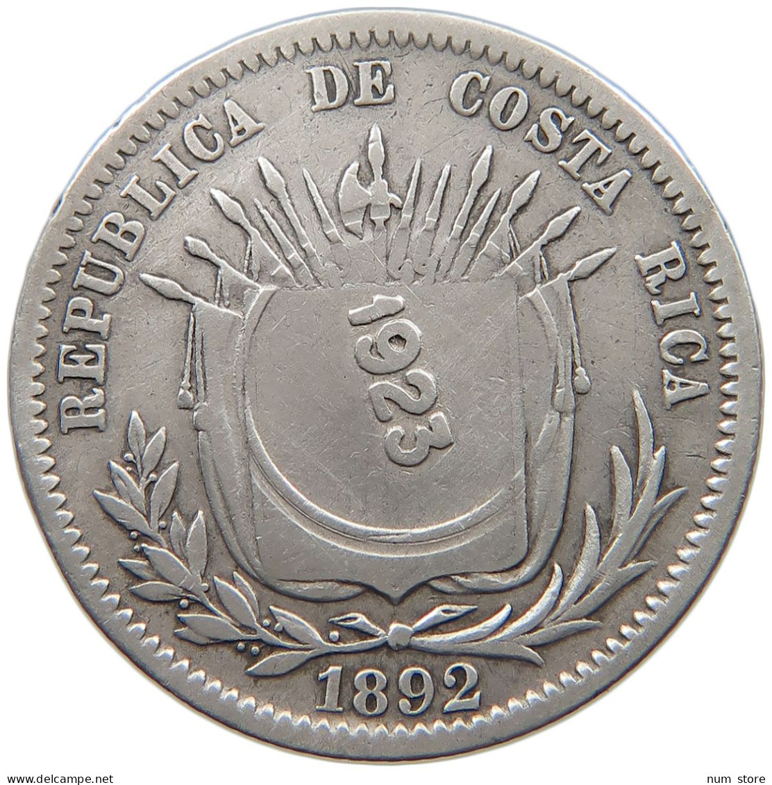 COSTA RICA 50 CENTAVOS 19231892 OVER 25 CENTAVOS #MA 025563 - Costa Rica