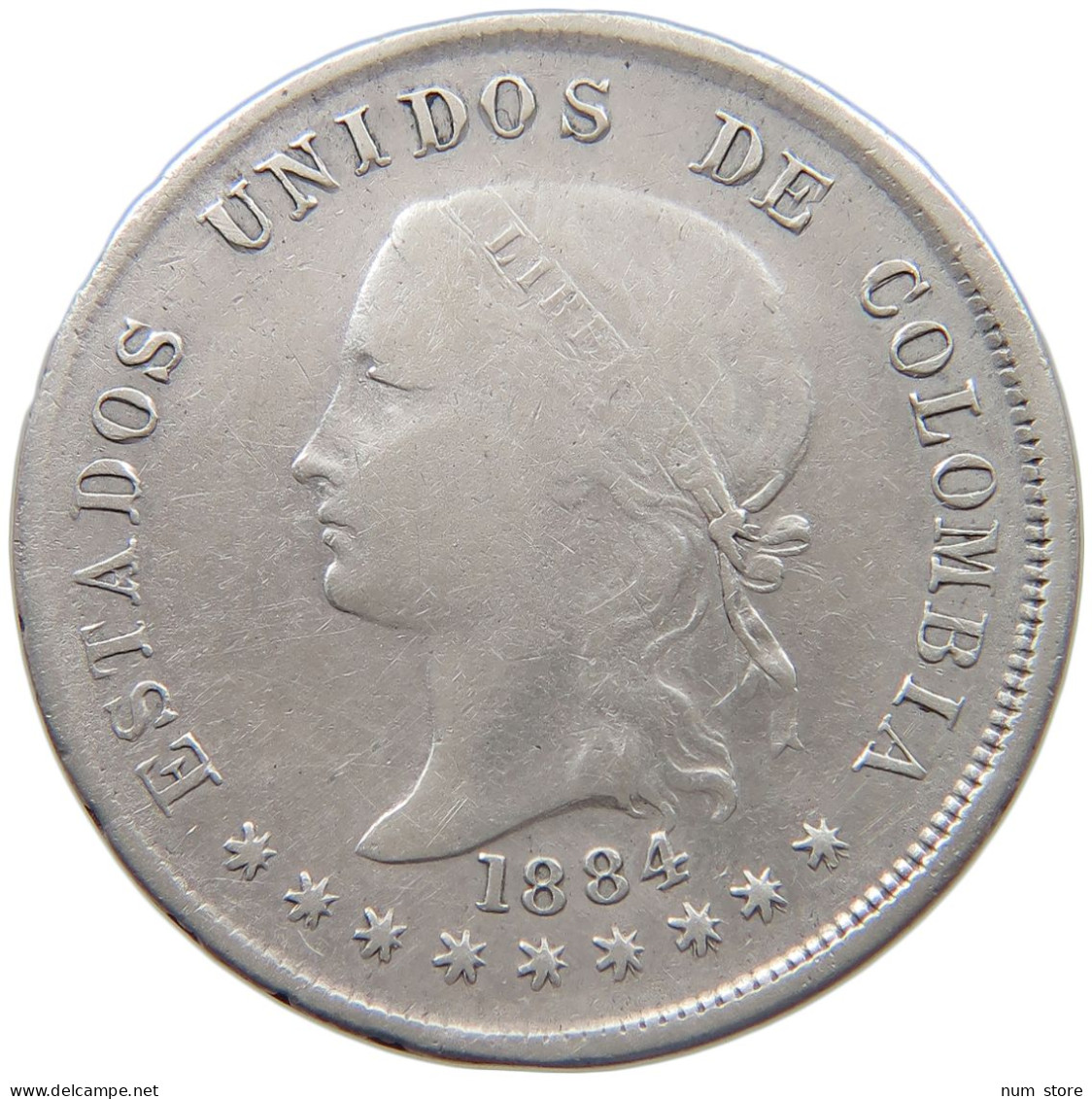 COLOMBIA 50 CENTAVOS 1884  #MA 025461 - Colombie