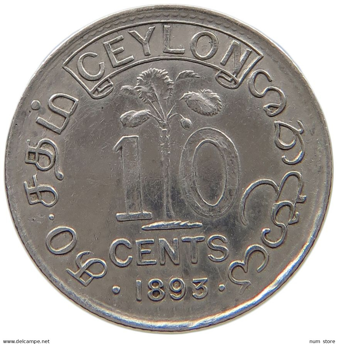 CEYLON 10 CENTS 1893 VICTORIA 1837-1901 #MA 021241 - Sri Lanka