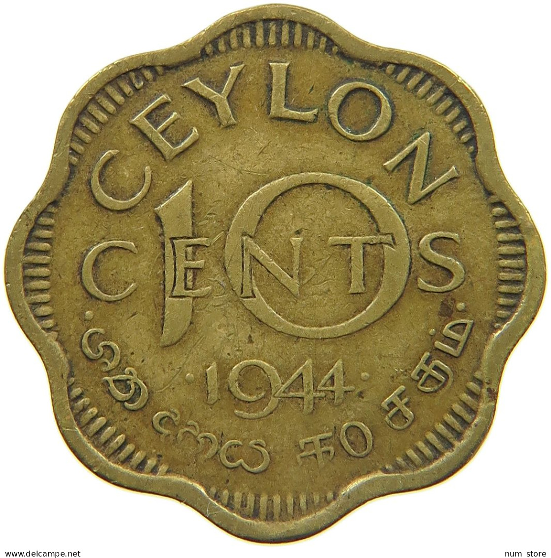 CEYLON 10 CENTS 1944  #MA 025864 - Sri Lanka