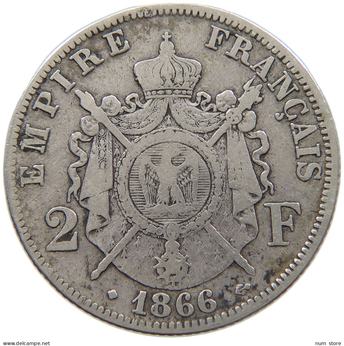 FRANCE 2 FRANCS 1866 BB NAPOLEON III. (1852-1870) #MA 025068 - 2 Francs