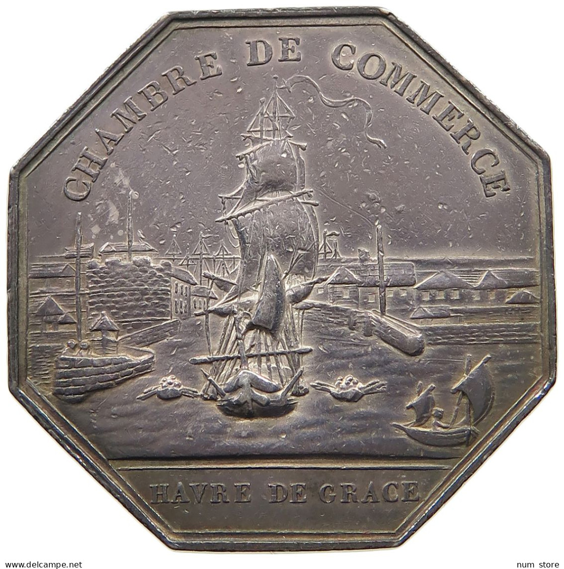 FRANCE JETON 1824 CHAMBRE DE COMMERCE, HAVRE DE GRACE, LOUIS XVIII, TIOLIER #MA 020016 - Sonstige & Ohne Zuordnung