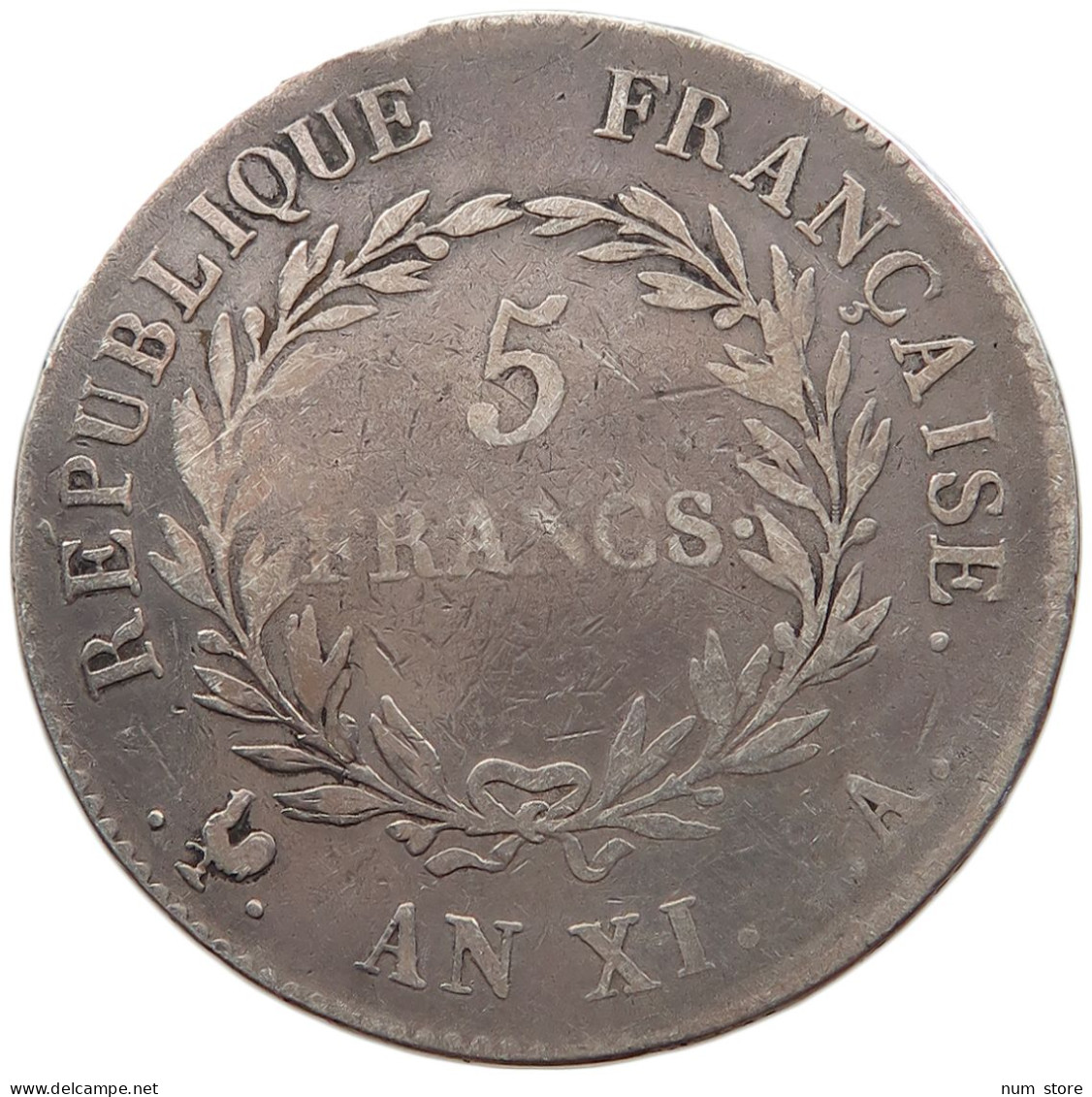 FRANCE 5 FRANCS AN XI A PARIS NAPOLEON I. (1804-1814, 1815) #MA 068377 - 5 Francs