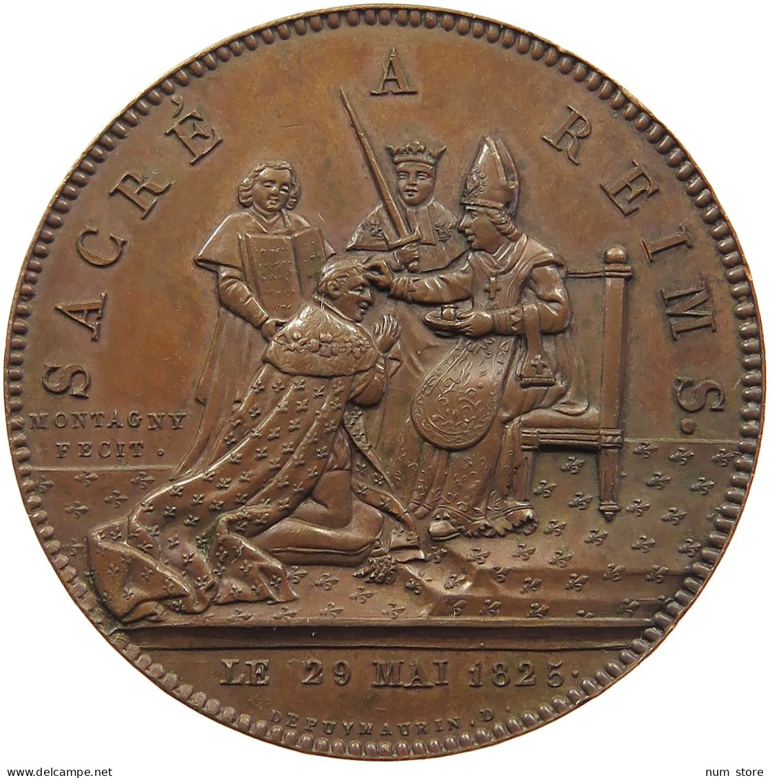 FRANCE MEDAILLE 1825 CHARLES X, MÉDAILLE DU SACRE PAR MONTAGNY, 1825 #MA 019995 - Andere & Zonder Classificatie