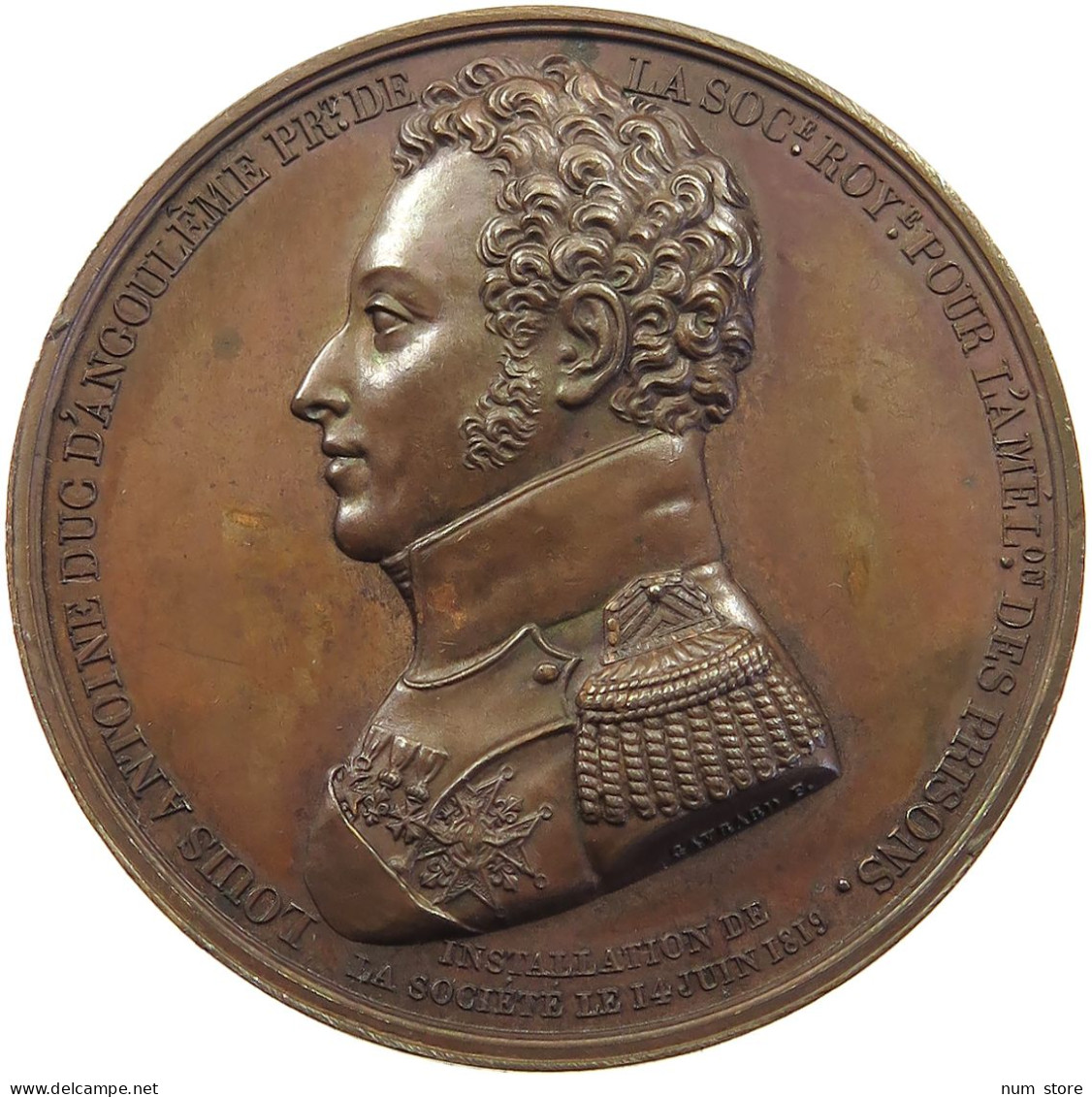 FRANCE MEDAILLE 1819 MÉDAILLE LOUIS XVIII DUC ANGOULÈME 1819 BARRE BARON DESNOYERS #MA 019998 - Sonstige & Ohne Zuordnung