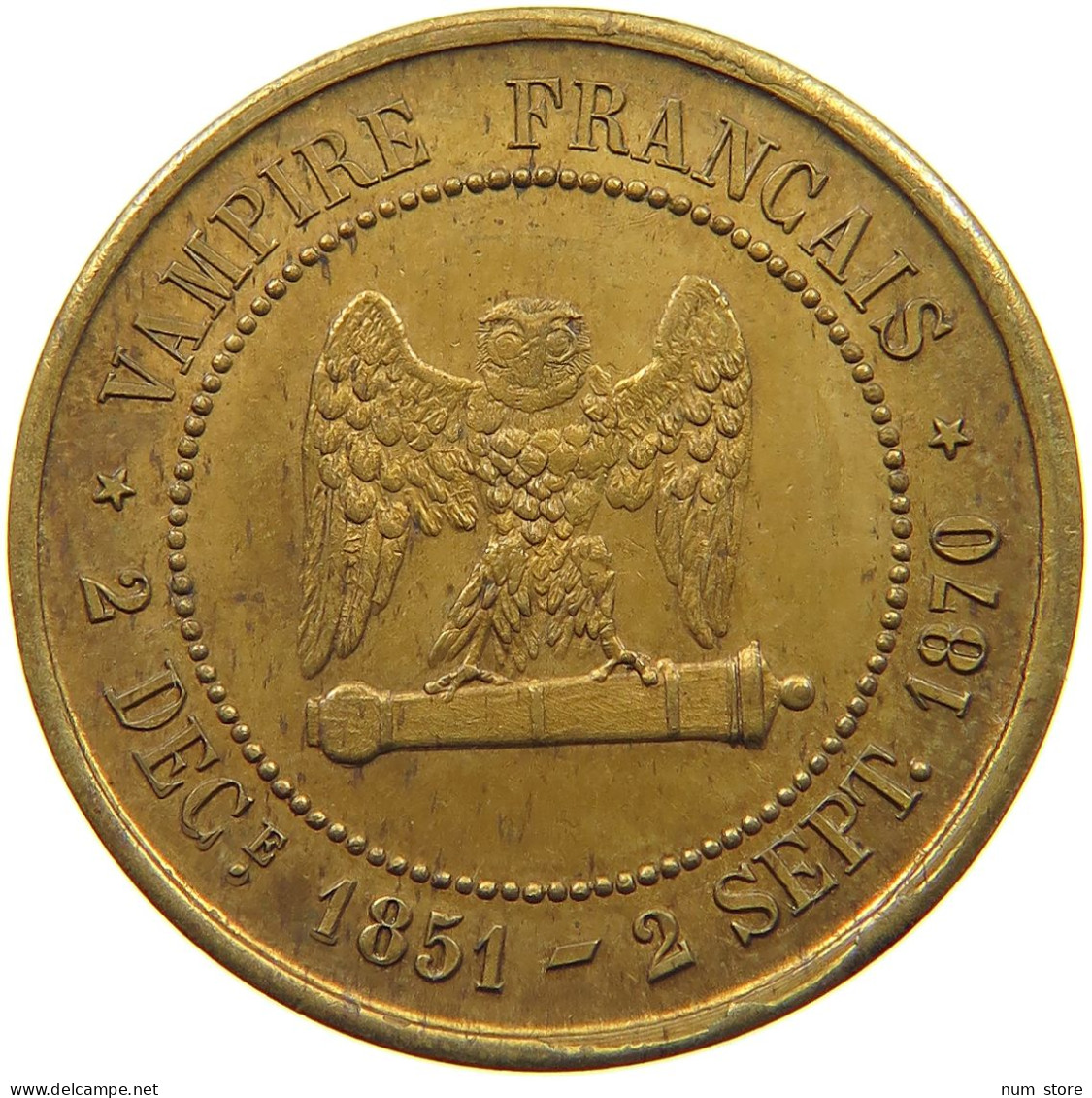 FRANCE MEDAILLE 1870 NAPOLEON III. LE MISERABLE, SEDAN, 80.000 PRISONNIERS #MA 021718 - Autres & Non Classés