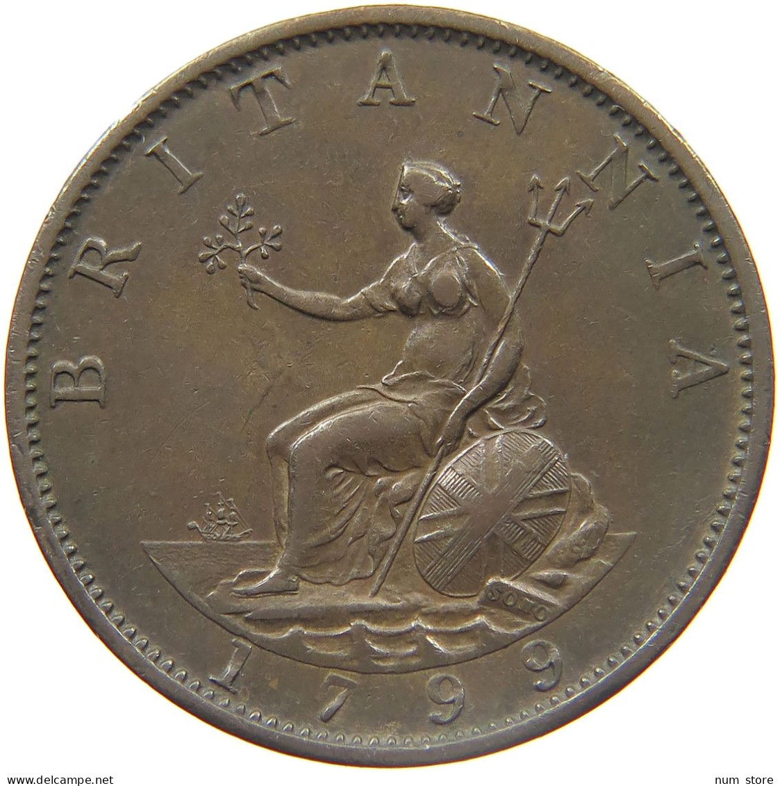 GREAT BRITAIN HALFPENNY 1799 GEORGE III. 1760-1820 #MA 023014 - I. 1/2 Crown