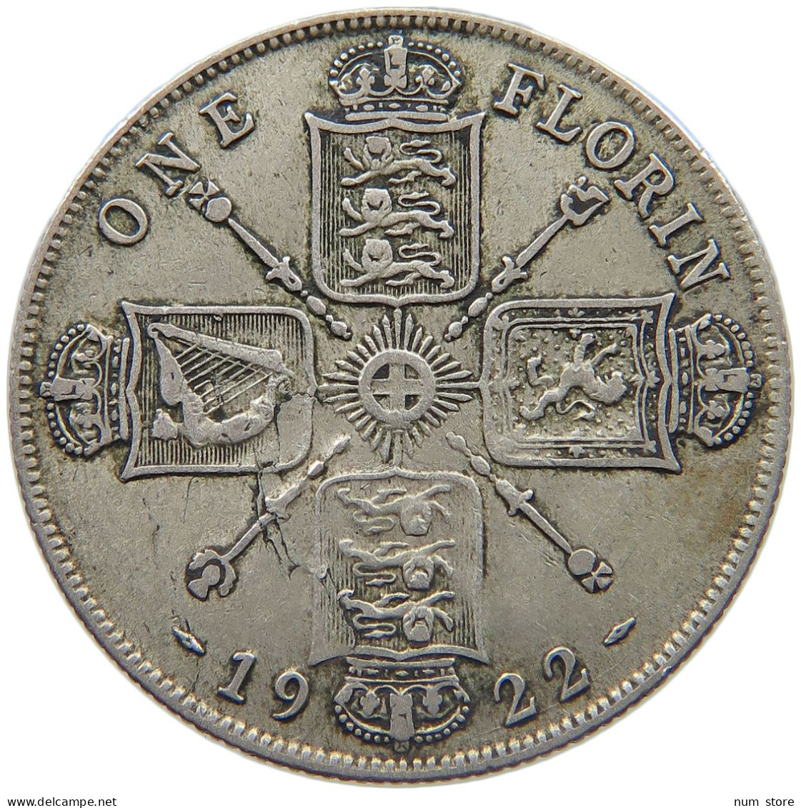 GREAT BRITAIN FLORIN 1922 GEORGE V. (1910-1936) #MA 023344 - J. 1 Florin / 2 Schillings