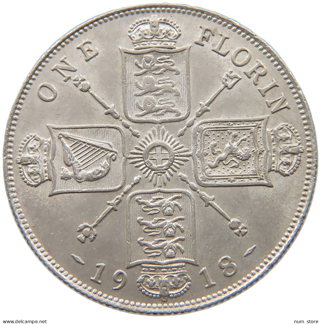 GREAT BRITAIN FLORIN 1918 GEORGE V. (1910-1936) #MA 023039 - J. 1 Florin / 2 Schillings