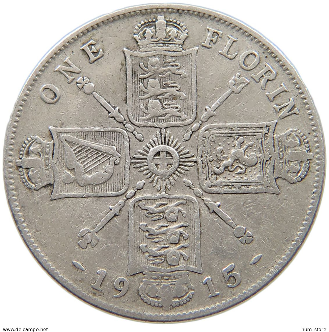 GREAT BRITAIN FLORIN 1915 GEORGE V. (1910-1936) #MA 023343 - J. 1 Florin / 2 Schillings