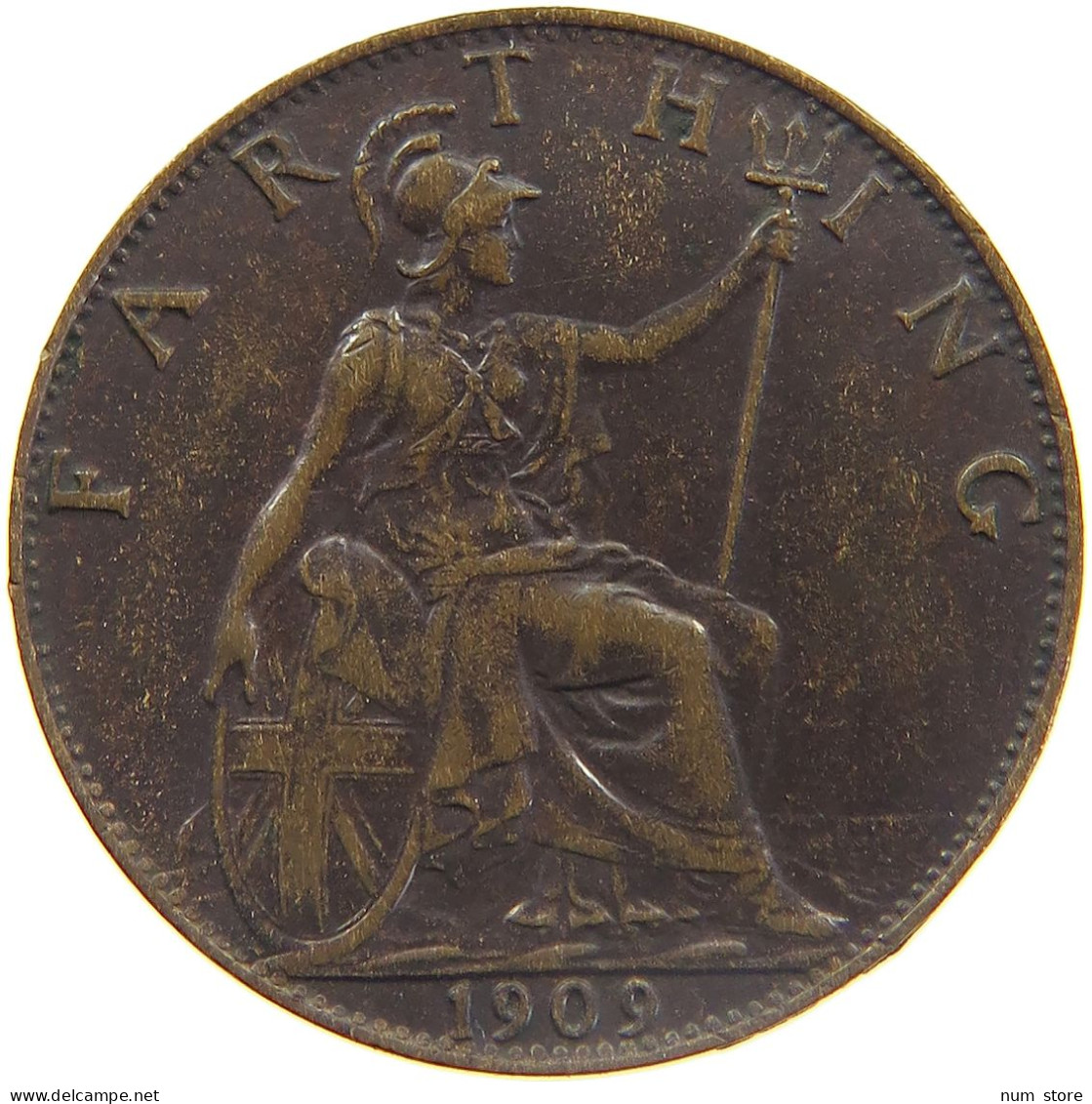 GREAT BRITAIN FARTHING 1909 EDWARD VII., 1901 - 1910 #MA 023400 - B. 1 Farthing