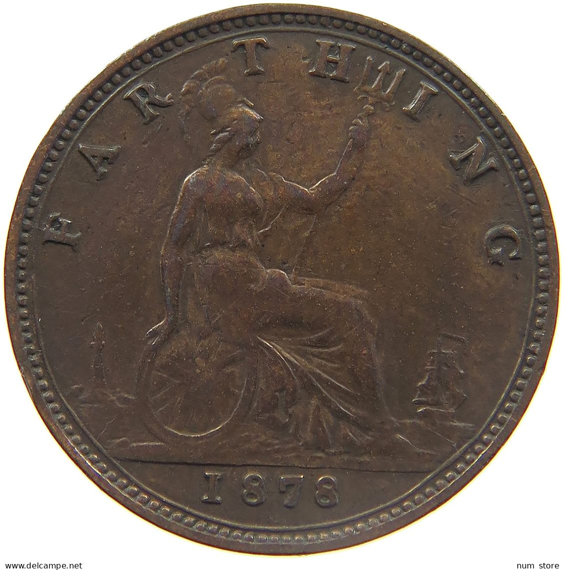 GREAT BRITAIN FARTHING 1878 VICTORIA 1837-1901 #MA 023295 - B. 1 Farthing