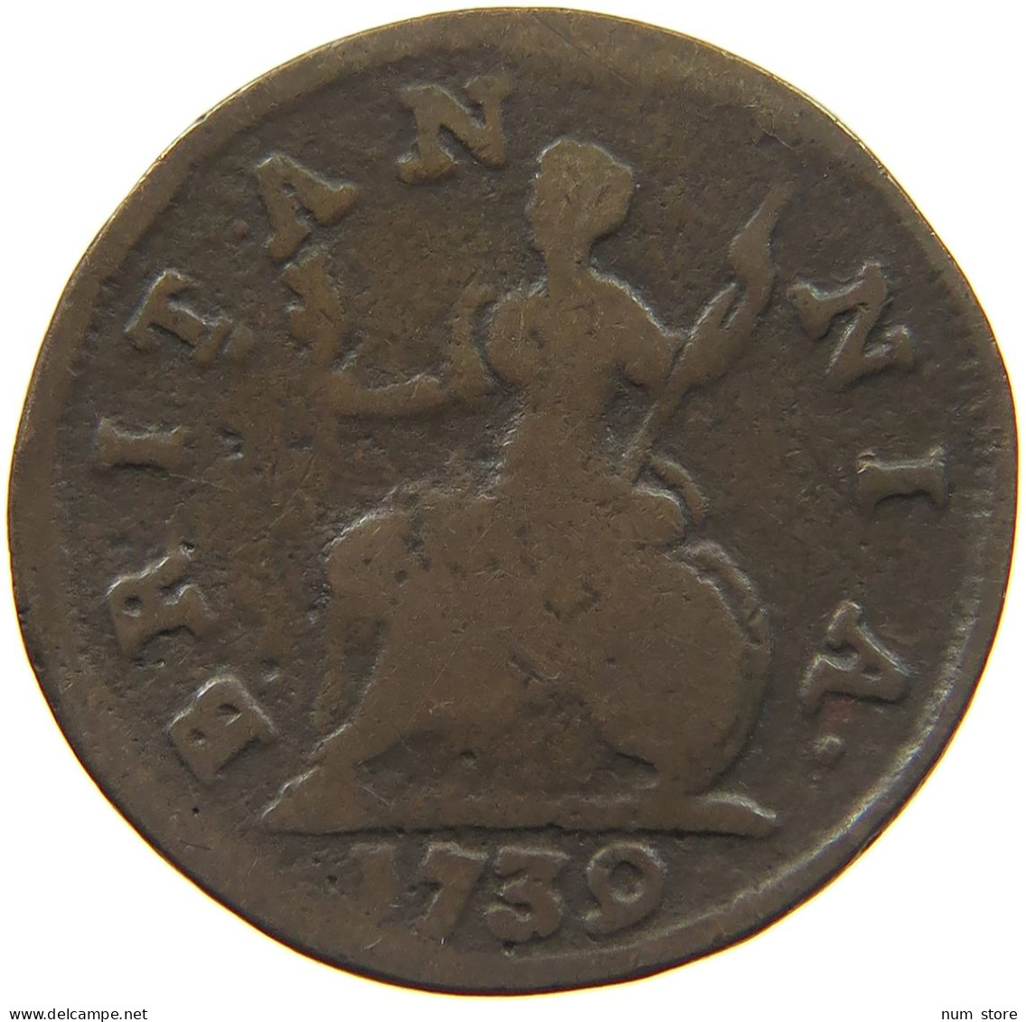 GREAT BRITAIN FARTHING 1739 GEORGE II. (1727-1760) #MA 022564 - A. 1 Farthing