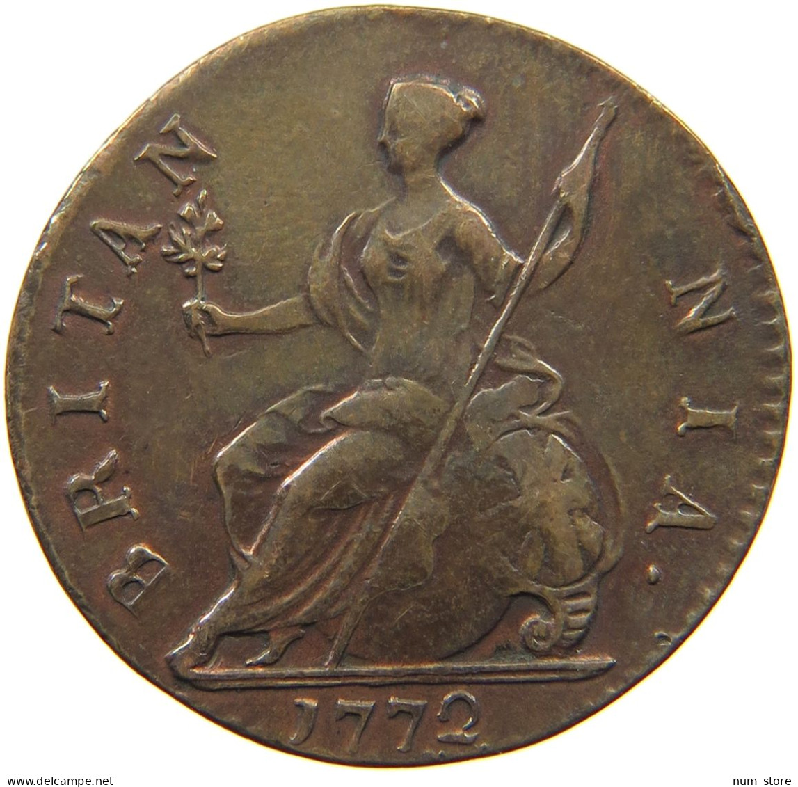 GREAT BRITAIN 1/2 PENNY 1772 GEORGE III. #MA 009587 - B. 1/2 Penny