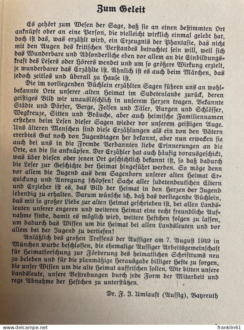 Sagen Und Geschichten Aus Dem Kreise Aussig. - Contes & Légendes