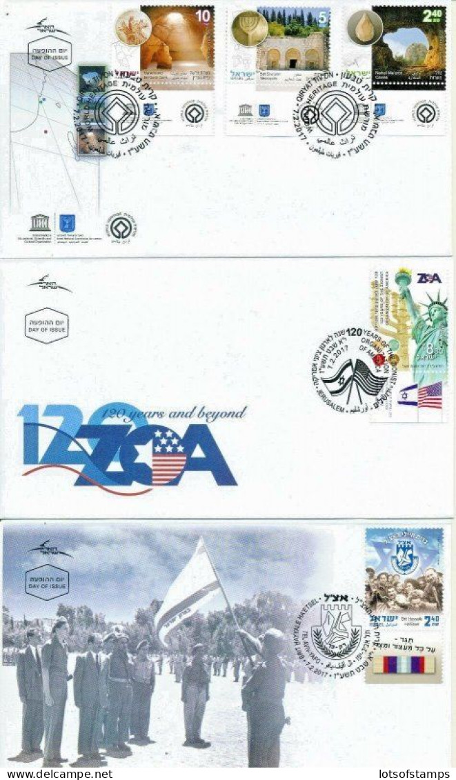 ISRAEL 2017 COMPLETE YEAR FDC SET ALL STAMPS ISSUED + S/SHEETS MNH SEE 9 SCANS - Briefe U. Dokumente