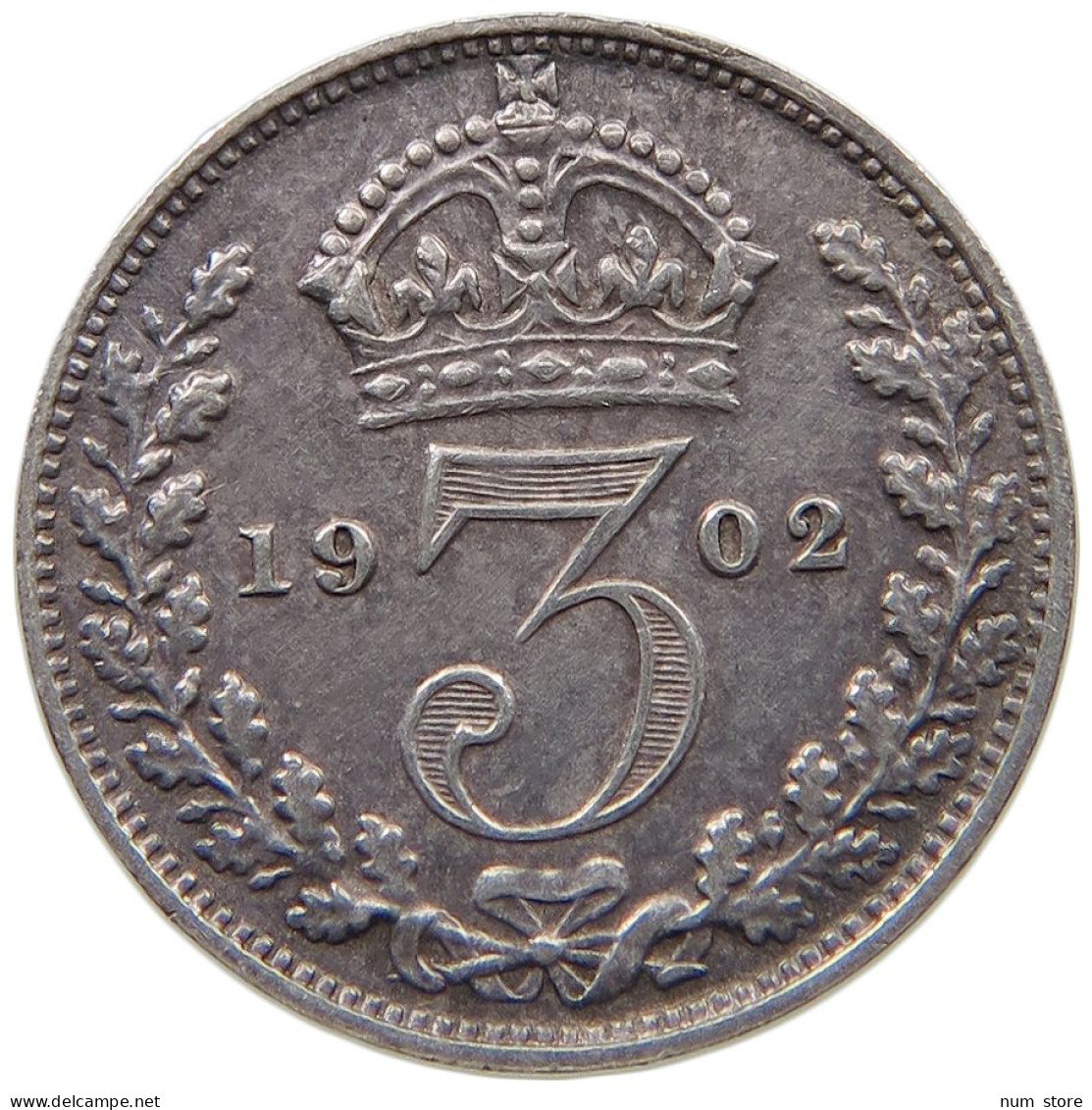 GREAT BRITAIN THREEPENCE 1902 EDWARD VII., 1901 - 1910 #MA 021194 - F. 3 Pence