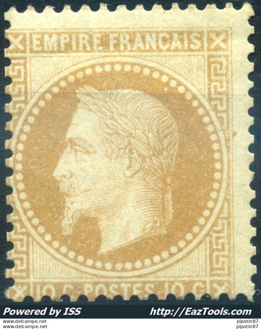 FRANCE EMPIRE 10c BISTRE TYPE I N° 28A NEUF * AVEC CHARNIERE A VOIR - 1863-1870 Napoleon III With Laurels