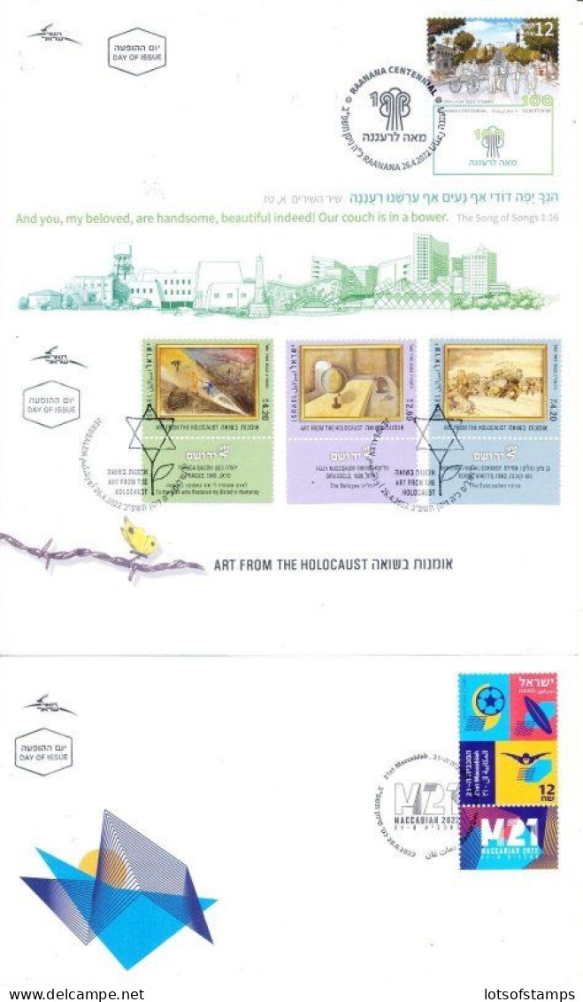 ISRAEL 2022 YEAR SET OF STAMPS & S/SHEETS FDC's SEE 7 SCANS - Cartas & Documentos