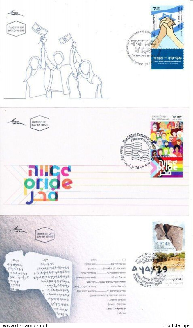 ISRAEL 2022 YEAR SET OF STAMPS & S/SHEETS FDC's SEE 7 SCANS - Cartas & Documentos