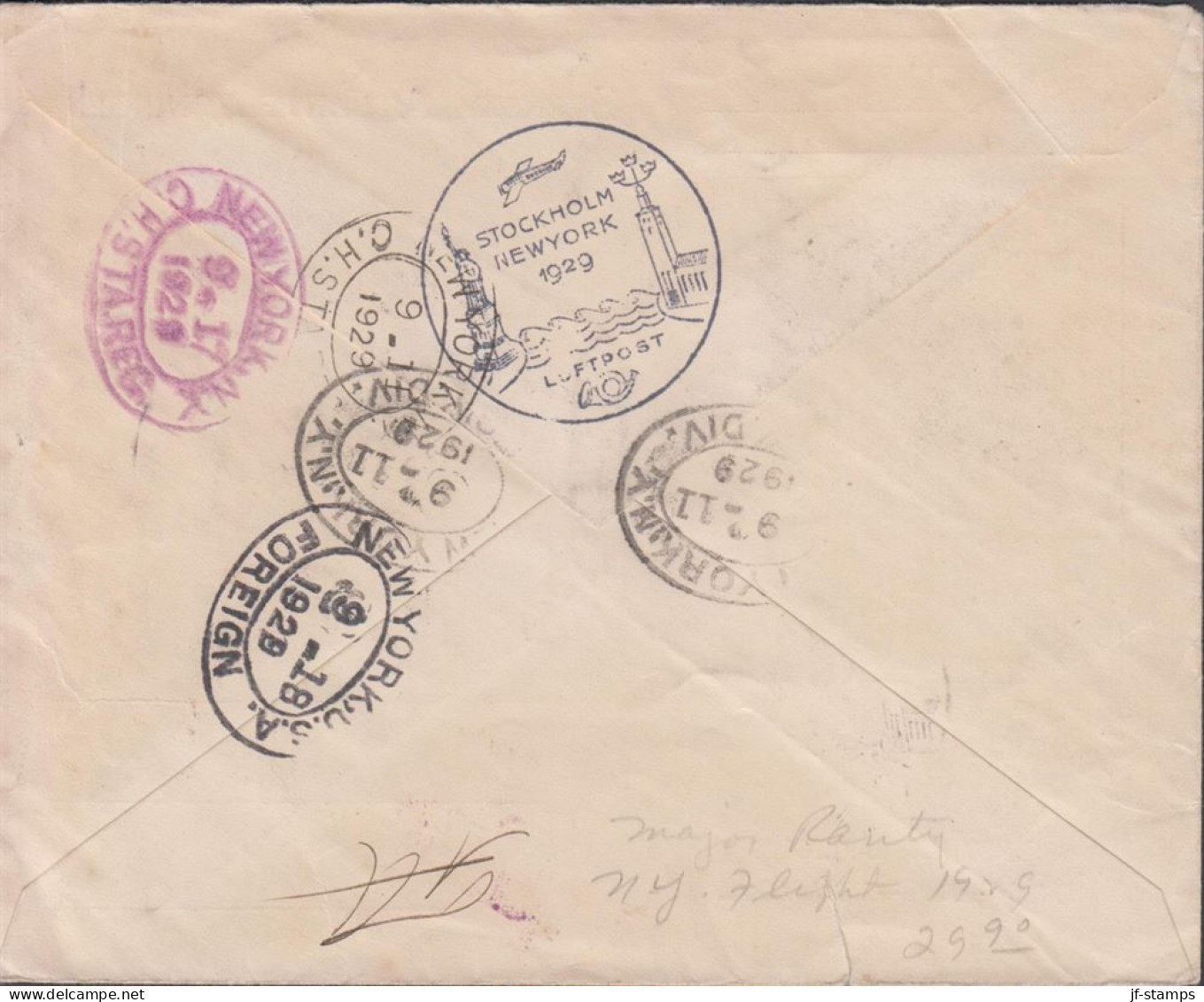 1929. SVERIGE. SVENSKA ATLANTFLYGNINGEN Official Cover (tear) With Picture Of The Pilots Canc... (MICHEL 63+) - JF444770 - Cartas & Documentos