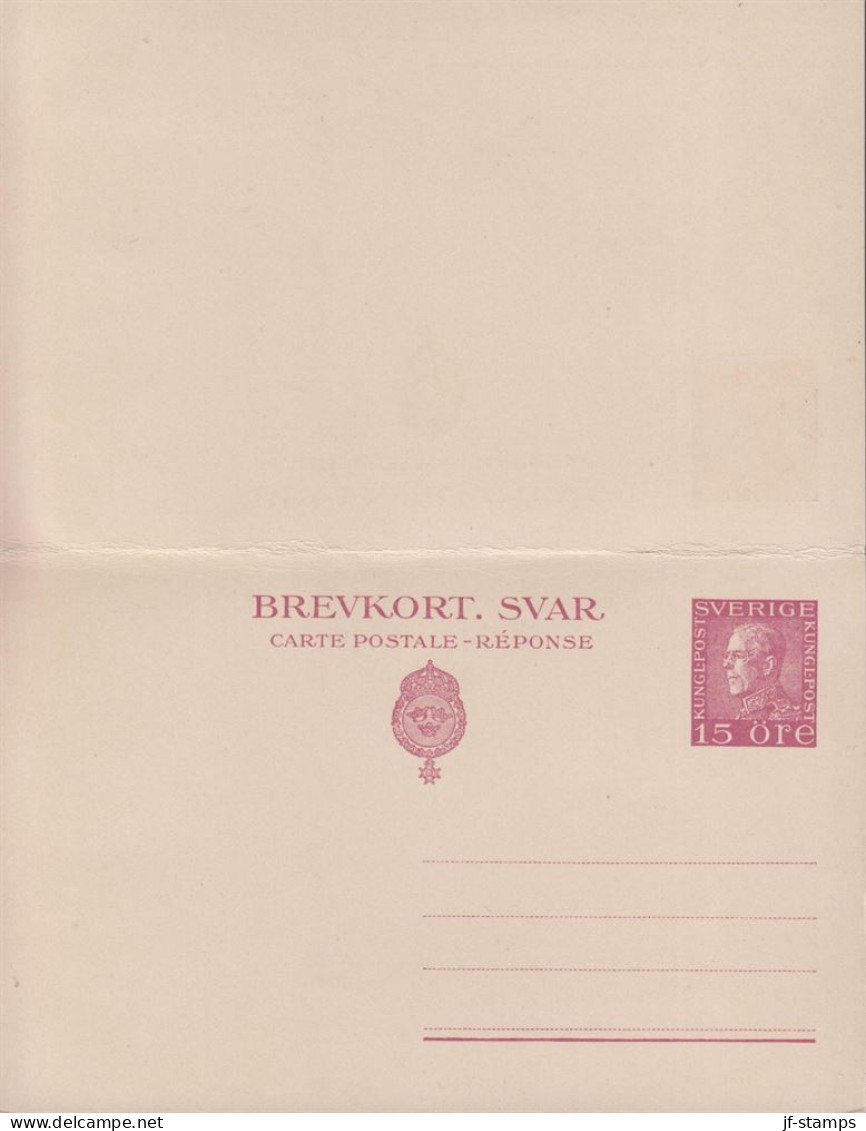 1937. SVERIGE. _Very Fine 15 ÖRE GUSTAV V BREVKORT MED BETALT SVAR With 5 öre POST By LUFTPO... (Michel 229+) - JF444794 - Briefe U. Dokumente