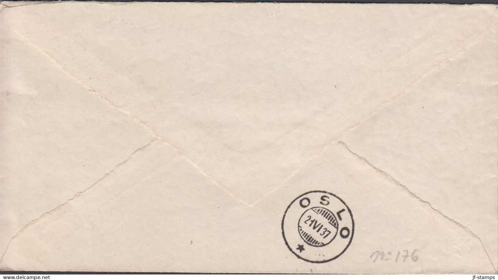 1937. SVERIGE. _Fine Cover With 50 öre BROMMA LUFTPOST To Oslo, Norge Cancelled STOCKHOLM-OSL... (Michel 239) - JF444796 - Briefe U. Dokumente
