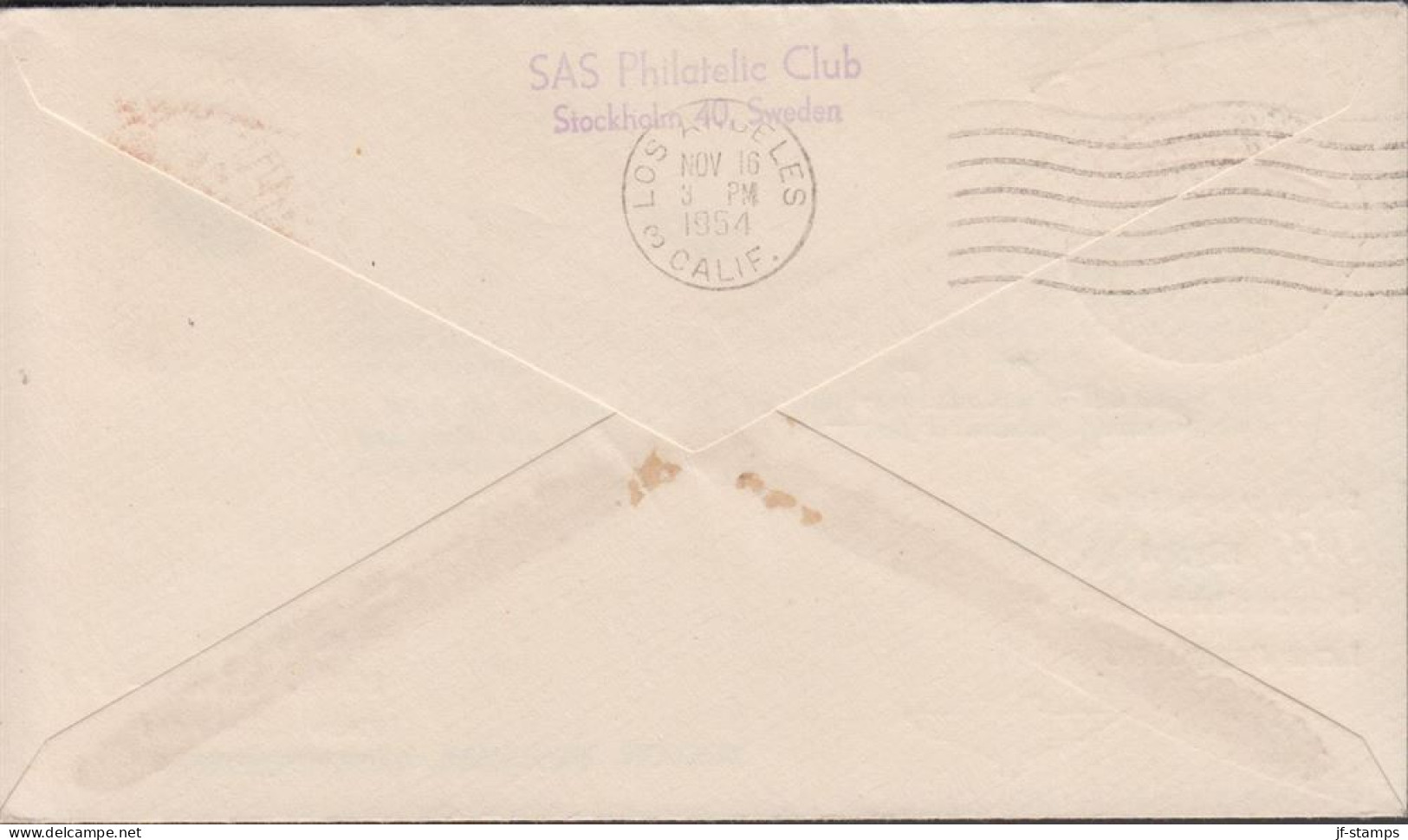 1954. SVERIGE. Fine Small Luftpost SAS-cover To USA With 65 ÖRE ANNA MARIA LENNGREN Cancelled... (Michel 395) - JF444818 - Briefe U. Dokumente