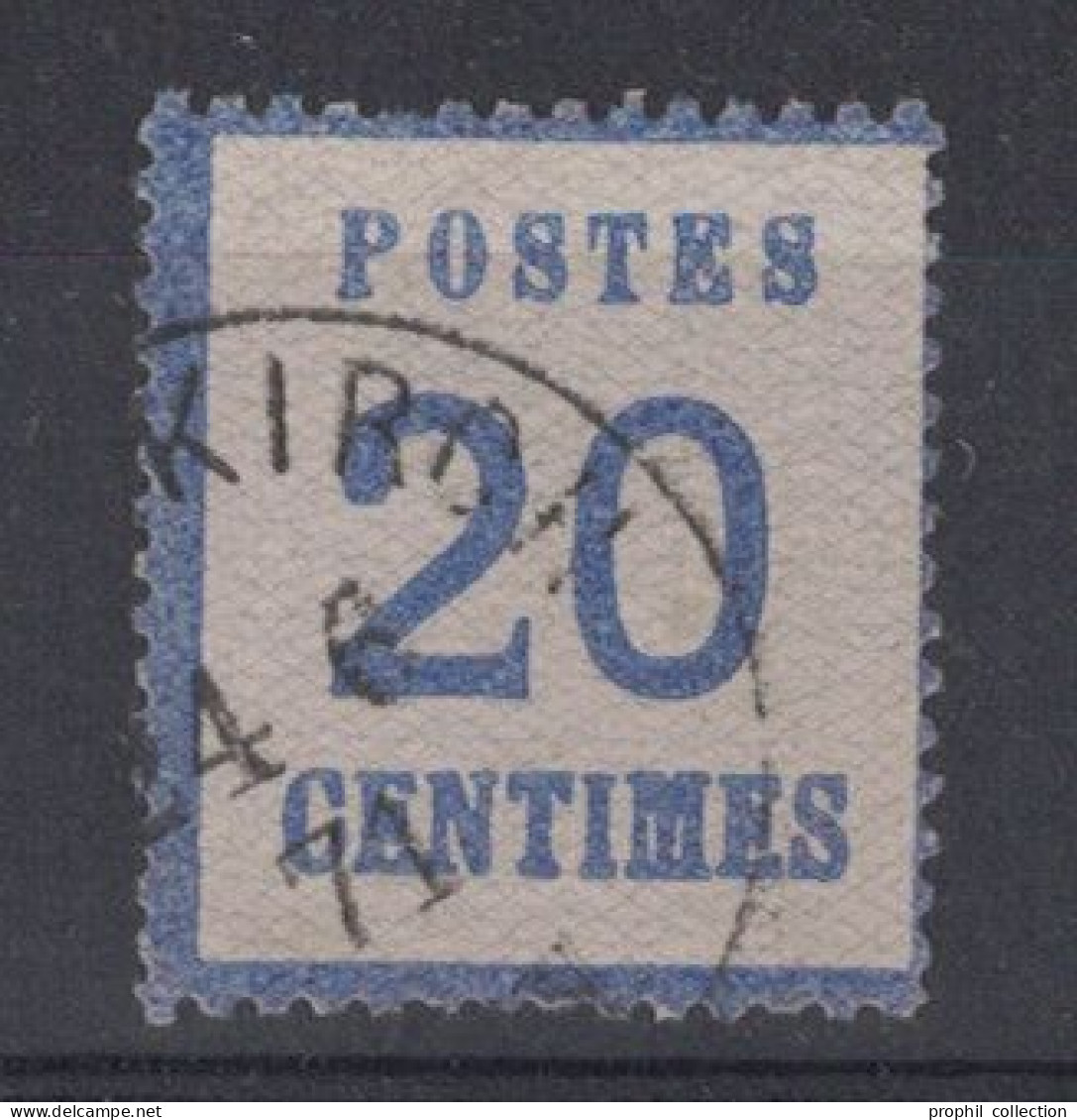 TIMBRE ALSACE LORRAINE N° 6 20c BLEU OBLITÉRÉ CAD 1871 - VERSO SANS DÉFAUT - Used Stamps