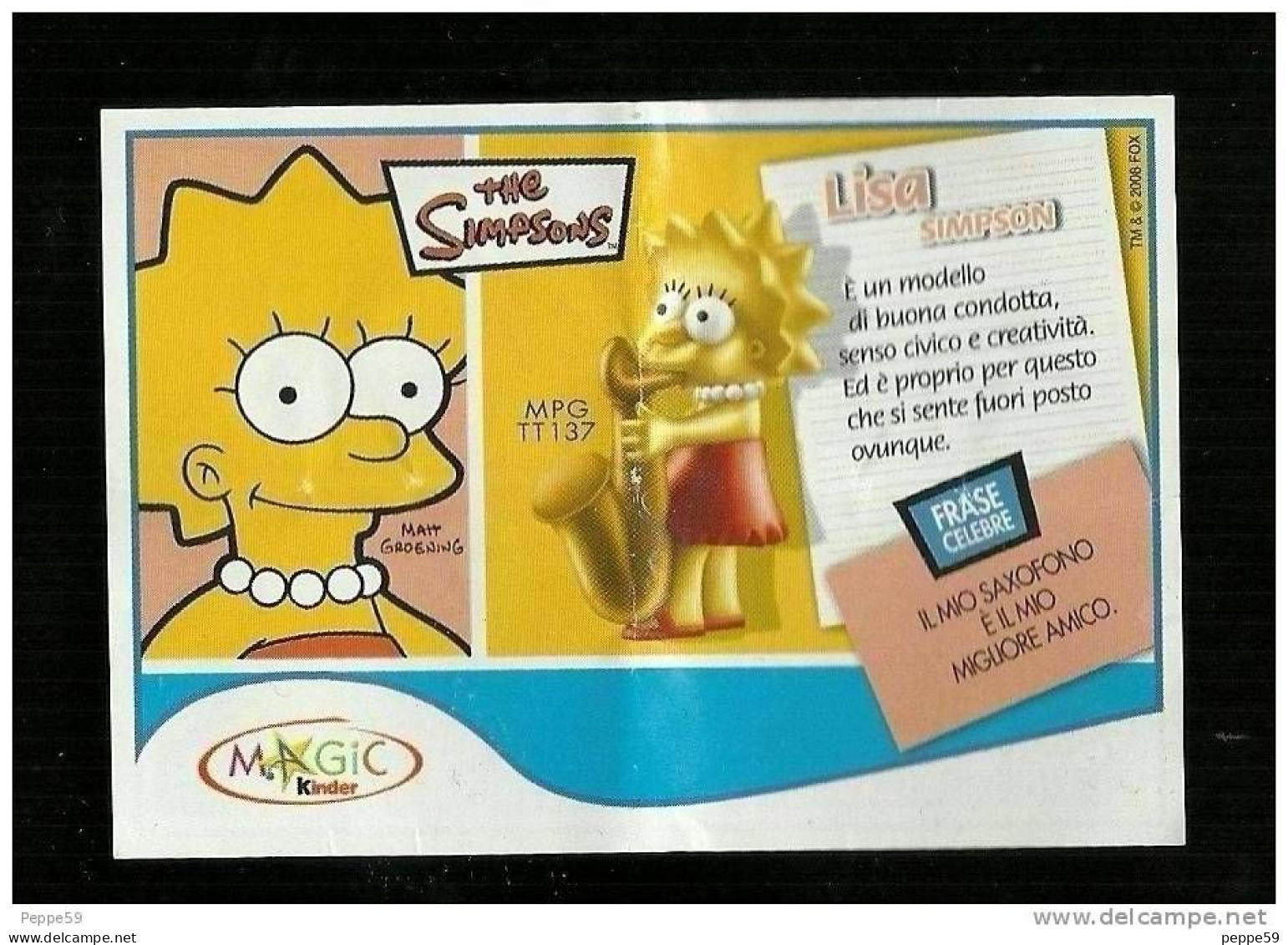 Kinder Ferrero BPZ - Cartina TT 137 - The Simpsons - Notes