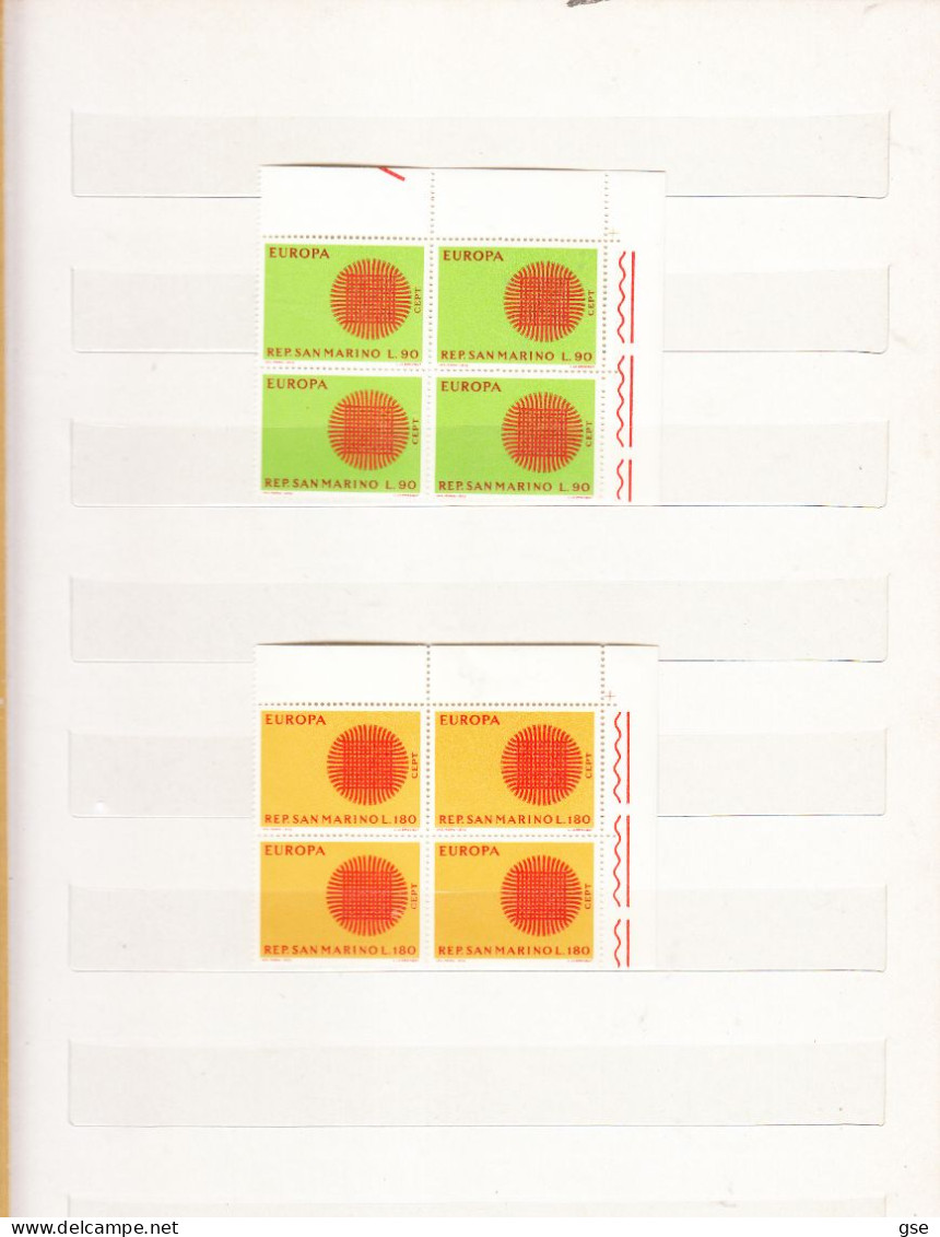 SAN  MARINO  1970  - Sassone 807/8** (quartina Angolo Di Foglio) - Europa (mostra) - 1970