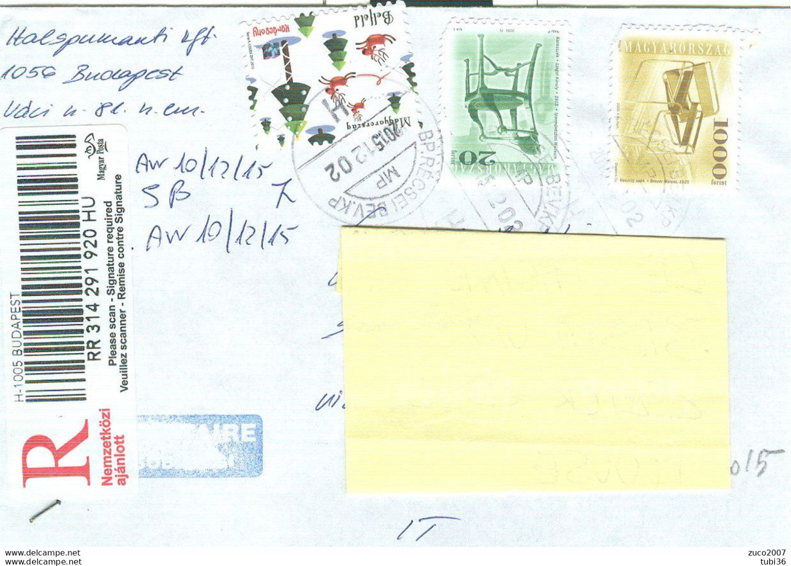 LETTERA RACCOMANDATA - TIMBRO POSTE  BUDAPEST (UNGHERIA) - ITALIA -2015 - Covers & Documents