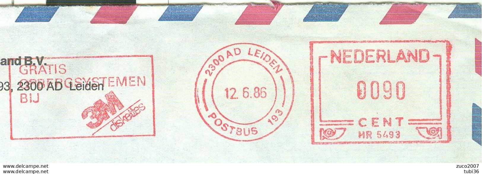 NEDERLAND - LEIDEN - 3M -1986 - FERRARA - ITALIA - Franking Machines (EMA)